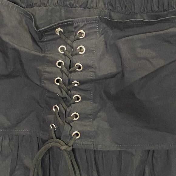 Spoon Jeans Blouse Corset Tie Peplum Elastic Boat Neck Womens 2X Black - Picture 4 of 12